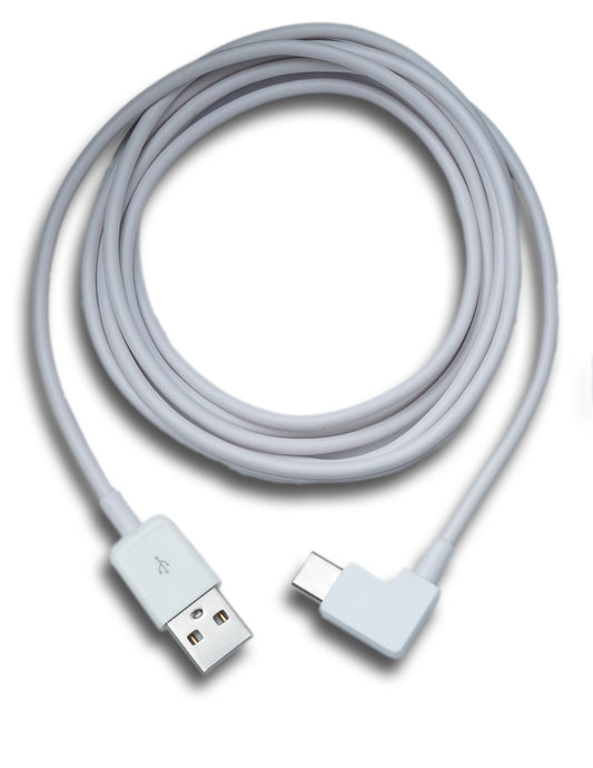 SYSTEM-S USB 3.1 snúra 200 cm Tegund C karlkyns í 2.0 A kvenkyns vinklað í hvítu