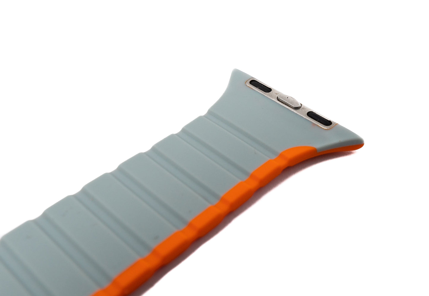 SYSTEM-S armband 38 40 41 mm úr sílikoni, sveigjanlegu segulmagni fyrir Apple Watch snjallúr, appelsínugult og grátt