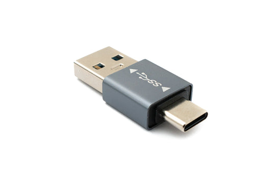 SYSTEM-S USB 3.1 millistykki, gerð C karlkyns í 3.0 A karlkyns millistykki, 5 Gbit/s, grár