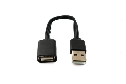 SYSTEM-S USB 2.0 Kabel 13 cm Typ A Stecker zu Buchse kurz flach in Schwarz