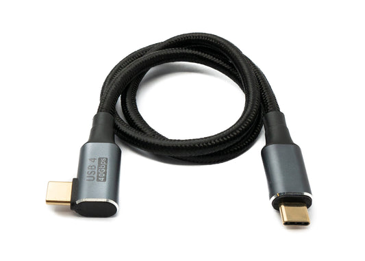 SYSTEM-S USB4 USB Kabel 50 cm Typ C Stecker zu Stecker 40 Gbit/s USB 4.0 geflochten Winkel