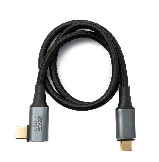 SYSTEM-S USB4 USB Kabel 50 cm Typ C Stecker zu Stecker 40 Gbit/s USB 4.0 geflochten Winkel