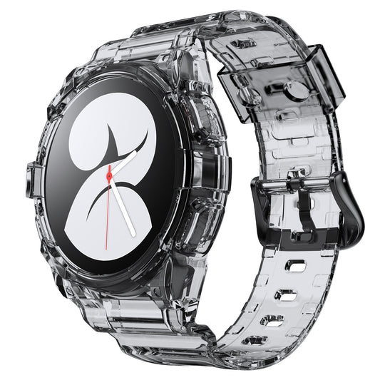 SYSTEM-S hulstur og ól 40 mm TPU fyrir Samsung Galaxy Watch 5 4 í svörtu gegnsæju