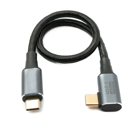 SYSTEM-S USB4 USB Kabel 30 cm Typ C Stecker zu Stecker 40 Gbit/s USB 4.0 geflochten Winkel