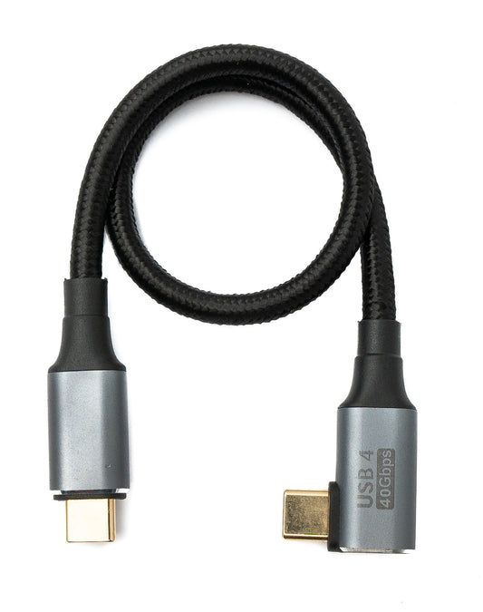 SYSTEM-S USB4 USB Kabel 30 cm Typ C Stecker zu Stecker 40 Gbit/s USB 4.0 geflochten Winkel