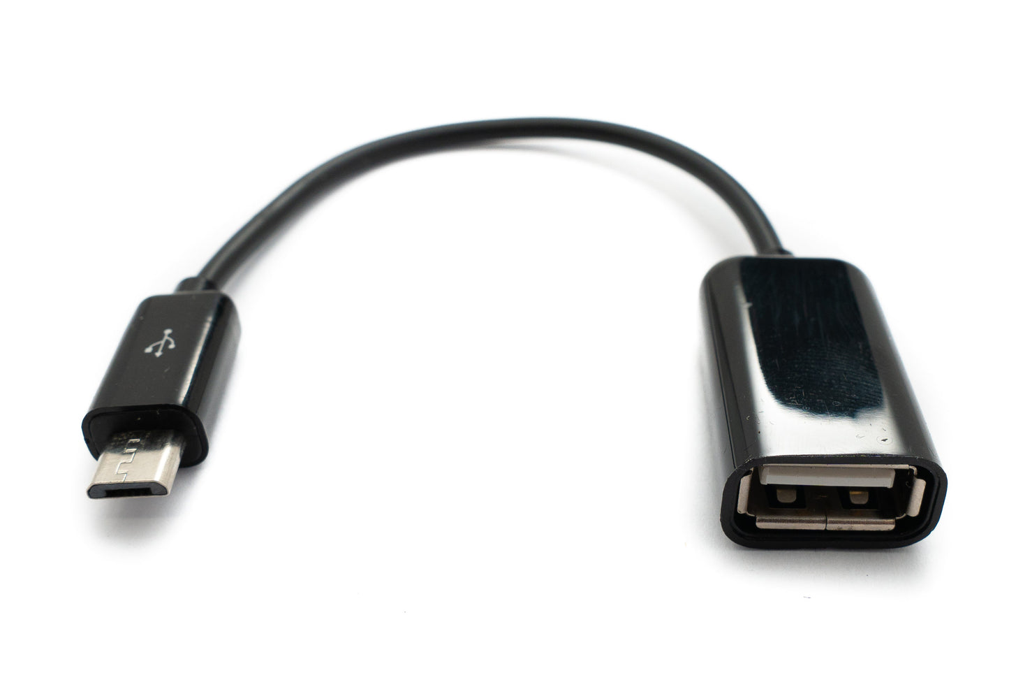 SYSTEM-S USB 2.0 Kabel 15 cm Micro B Stecker zu Typ A Buchse Adapter in Schwarz