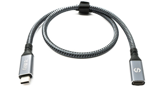 SYSTEM-S USB4 USB 50 cm Kabel Typ C Stecker zu Buchse geflochten 40 Gbit/s 240 W USB 4.0 Kabel