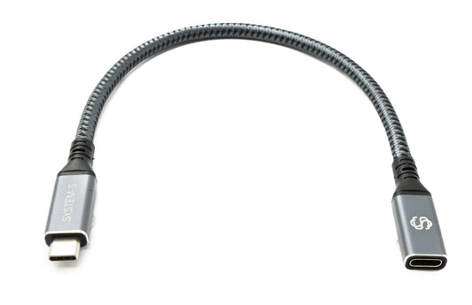 SYSTEM-S USB4 USB 30 cm cable Type C male to female braided 40 Gbit/s 240 W USB 4.0 cable