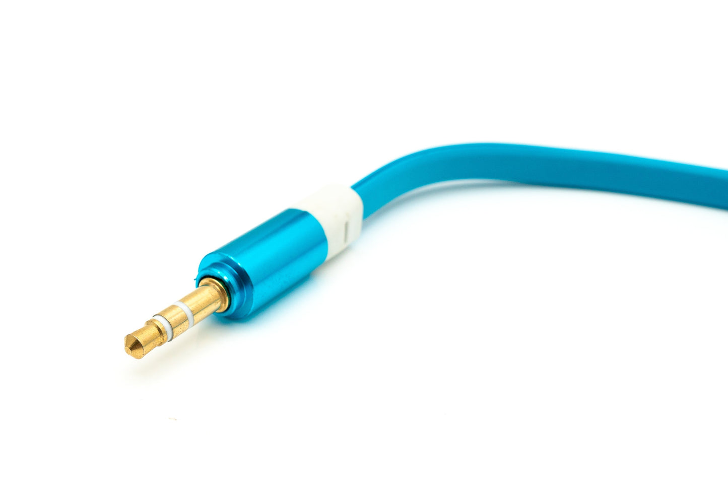 SYSTEM-S Hljóð Y-snúra 20 cm stereó AUX-tengi 3,5 mm karlkyns í 2x kvenkyns flatt í bláu