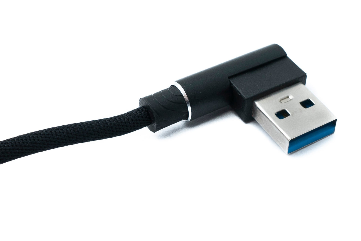 SYSTEM-S USB 3.1 Kabel 2 m Typ C Stecker zu 3.0 Typ A Stecker geflochten Winkel Schwarz