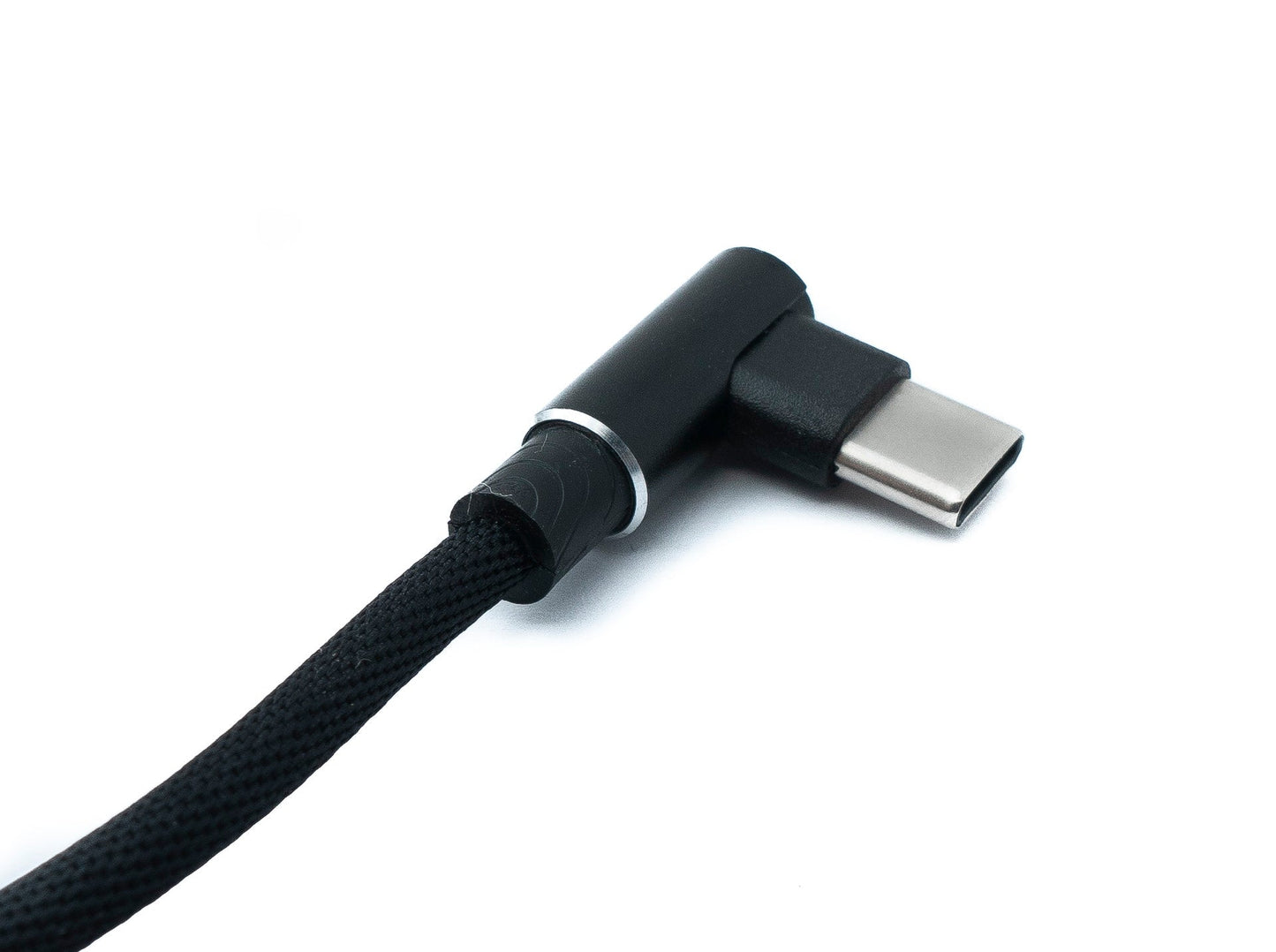 SYSTEM-S USB 3.1 Kabel 2 m Typ C Stecker zu 3.0 Typ A Stecker geflochten Winkel Schwarz