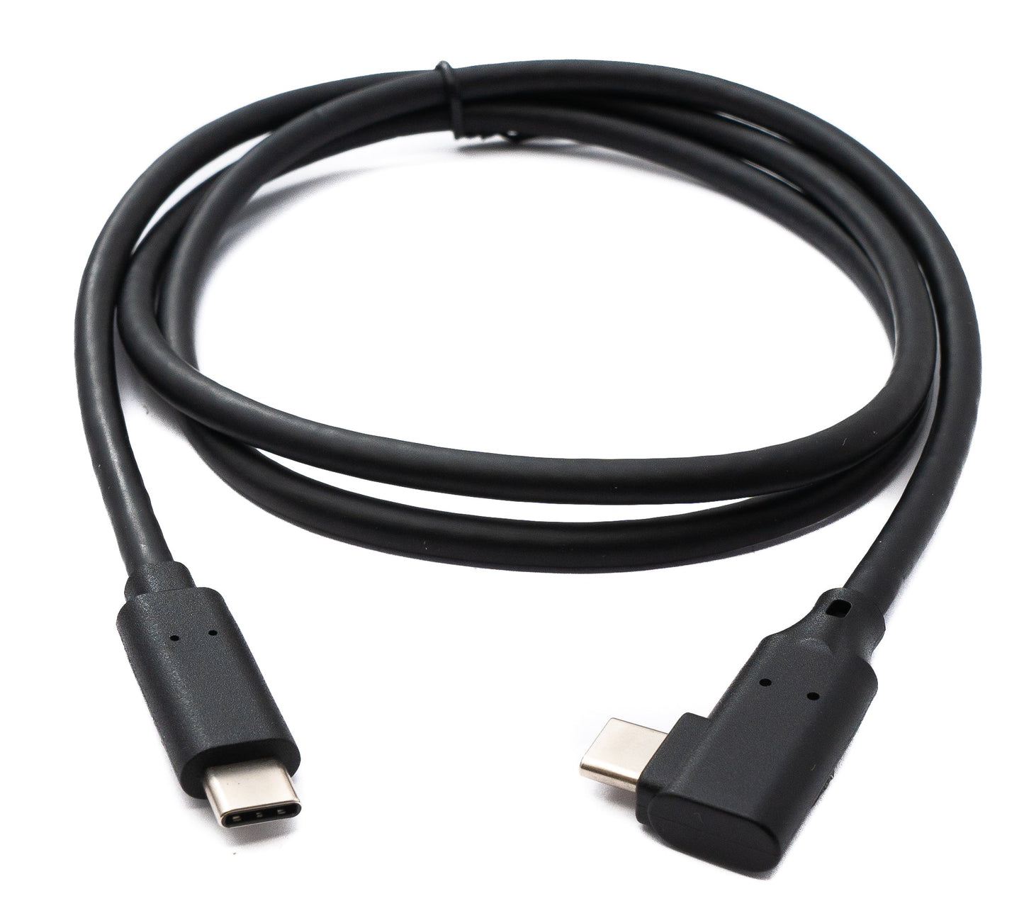 SYSTEM-S USB 3.2 Gen 1 snúra 100 cm Tegund C karlkyns í karlkyns vinklaður í svörtu