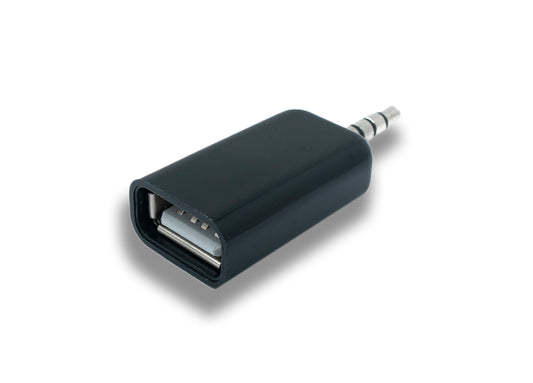 SYSTEM-S Audio USB Adapter 3.5 mm jack plug to 2.0 Type A socket AUX cable in black