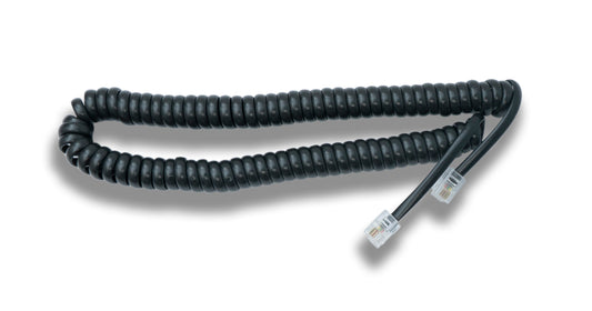 SYSTEM-S Festnetz Kabel 3 m 4P4C RJ9 Stecker zu Stecker Spirale in Schwarz
