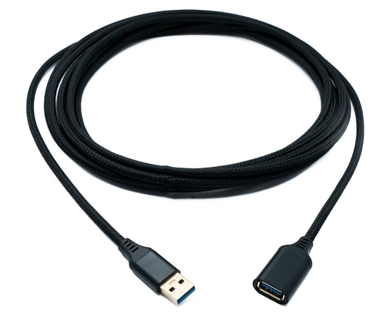 SYSTEM-S USB 3.0 snúra 5 m Tegund A karlkyns í kvenkyns fléttuð 5 Gbit/s í svörtu