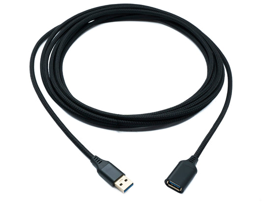 SYSTEM-S USB 3.0 snúra 5 m Tegund A karlkyns í kvenkyns fléttuð 5 Gbit/s í svörtu
