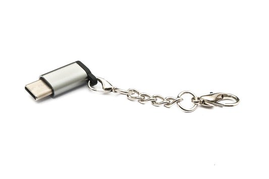 SYSTEM-S USB 3.1 millistykki af gerðinni C karlkyns í 2.0 Micro B kvenkyns keðja í gráu