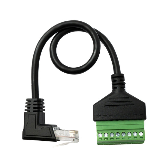 SYSTEM-S LAN Kabel 30 cm RJ45 Stecker zu 8 pin Terminalblock Winkel in Schwarz