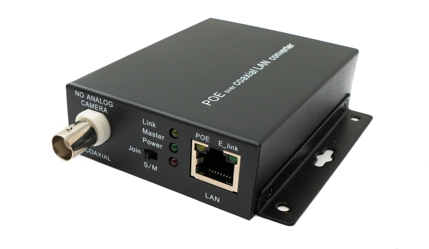 SYSTEM-S 75 Ohm IP útvíkkarasett LAN RJ45 til BNC koax snúra í svörtu