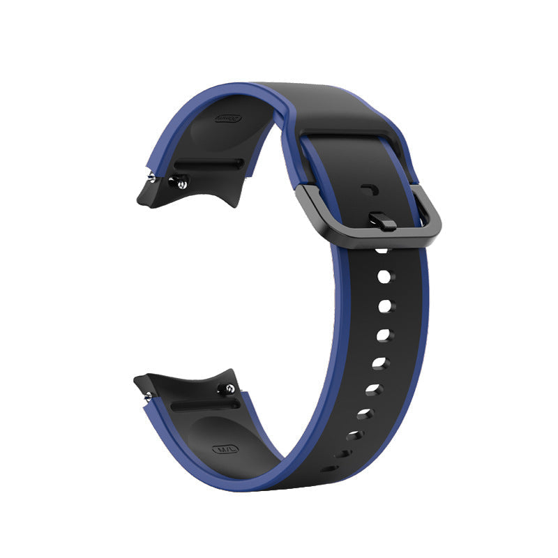 SYSTEM-S 20 mm sílikonól fyrir Samsung Galaxy Watch 5 4 snjallúr blár og svartur