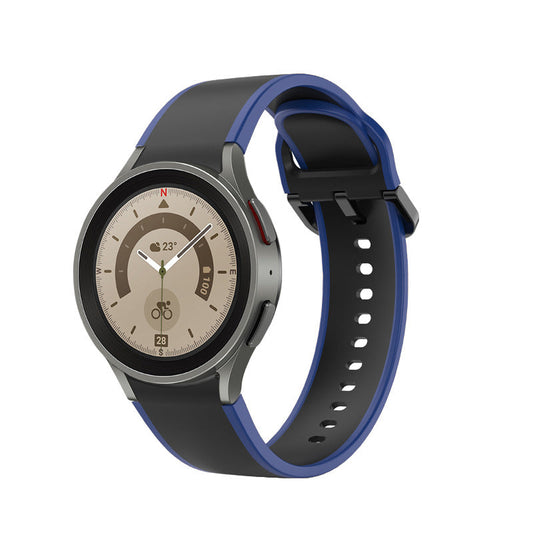 SYSTEM-S 20 mm sílikonól fyrir Samsung Galaxy Watch 5 4 snjallúr blár og svartur