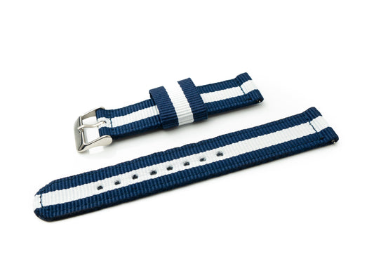SYSTEM-S 20 mm nylon strap for Samsung Galaxy Watch 4 Smartwatch in blue and white