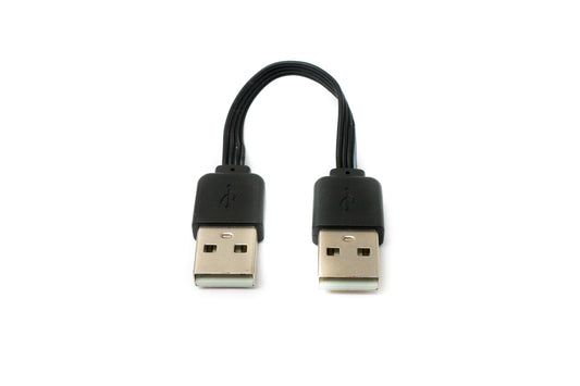SYSTEM-S USB 2.0 Kabel 10 cm Typ A Stecker zu Stecker Adapter kurz flach in Schwarz