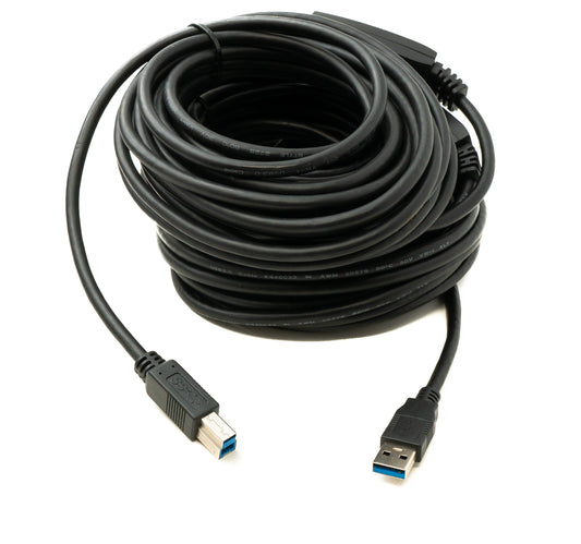 SYSTEM-S USB 3.0 Repeater Kabel 20 m Typ A Stecker zu B Stecker in Schwarz