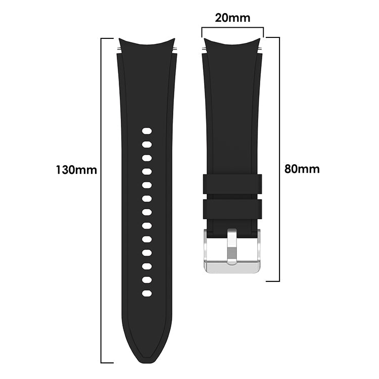 SYSTEM-S flexible silicone strap 20mm for Samsung Galaxy Watch 4 Smartwatch Black
