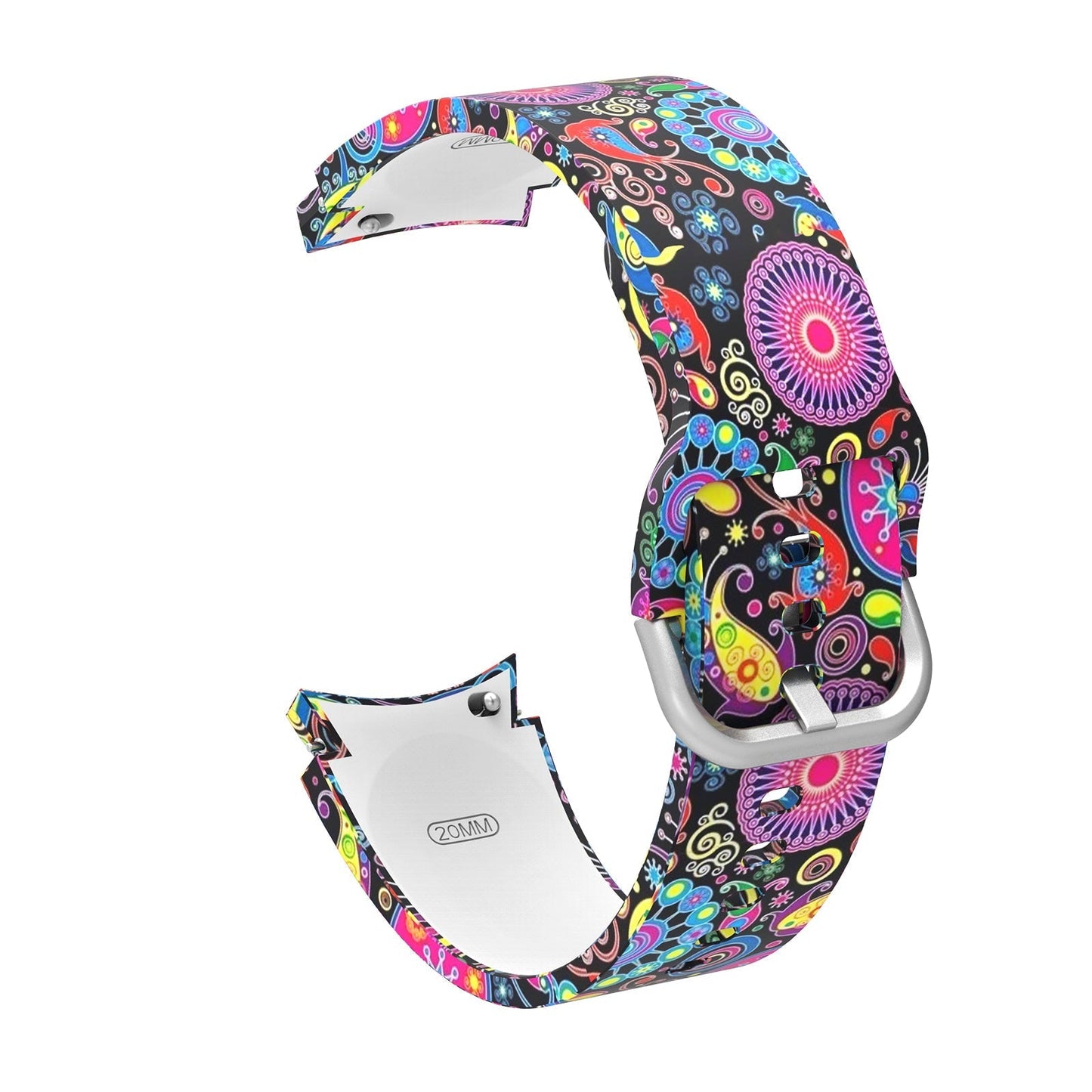SYSTEM-S flexible silicone strap 20mm for Samsung Galaxy Watch 4 with retro pattern
