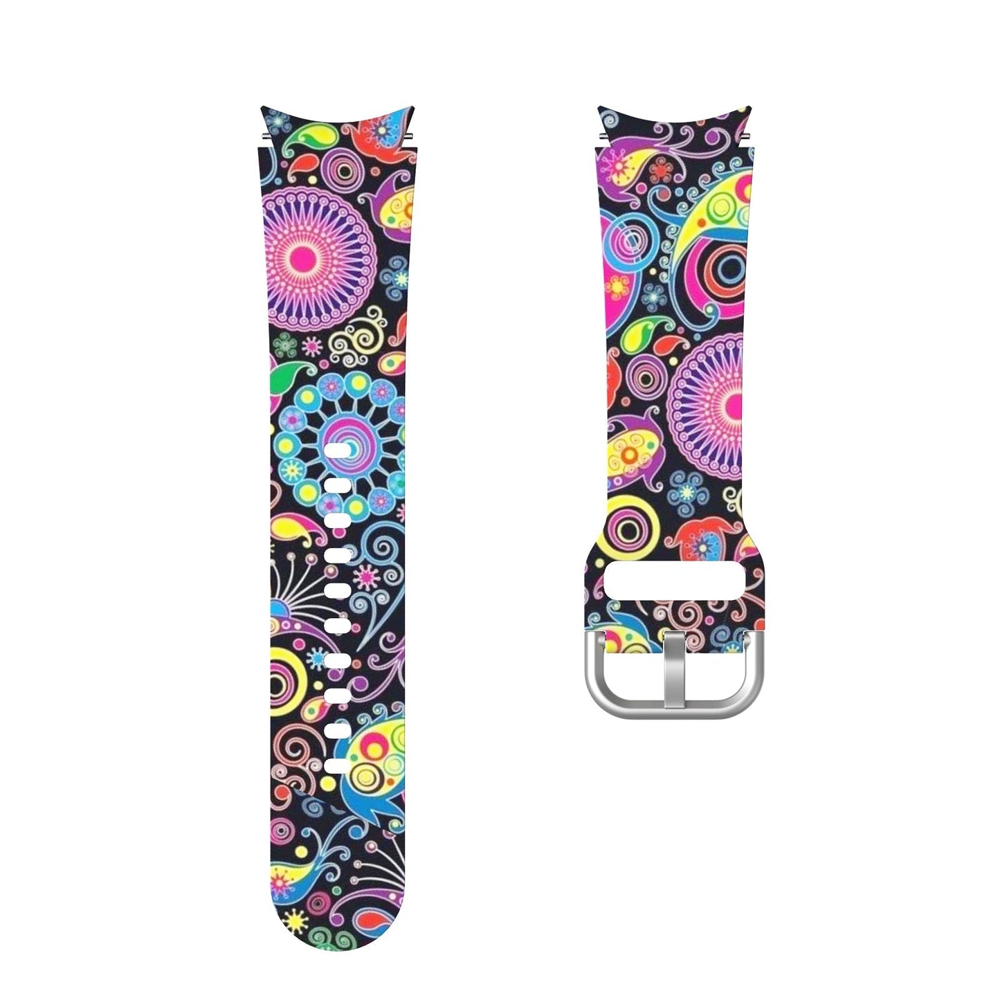 SYSTEM-S flexible silicone strap 20mm for Samsung Galaxy Watch 4 with retro pattern