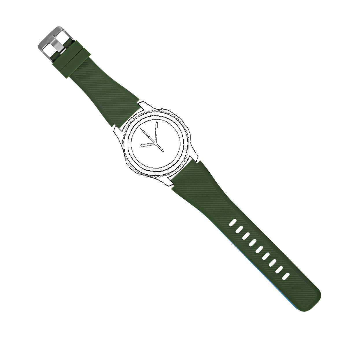 SYSTEM-S flexible silicone strap 20mm for Huawei Watch 2 Smartwatch in green 