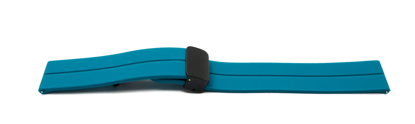 SYSTEM-S 20 mm silicone strap with folding clasp for Smartwatch in blue