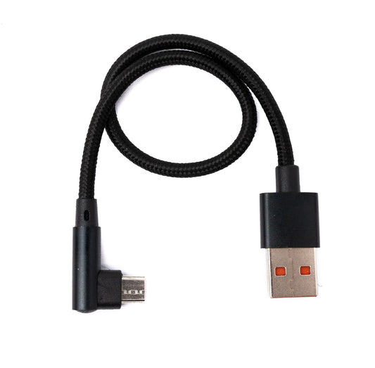 SYSTEM-S USB 2.0 Micro B Kabel 25 cm Stecker zu 2.0 A Stecker Winkel geflochten 480 Mbit/s
