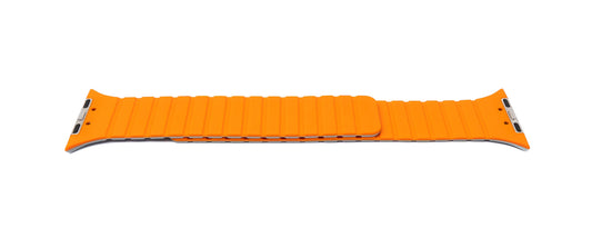 SYSTEM-S bracelet 42 44 45 49 mm made of silicone flexible magnetic for Apple Watch Smartwatch Orange Grey
