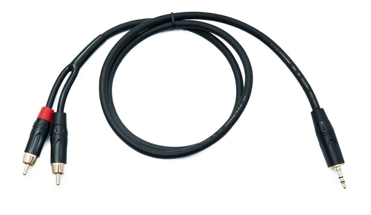 SYSTEM-S Audio Cinch 2 RCA Kabel 100 cm Stecker zu Klinke AUX 3,5 mm 3 polig Stecker