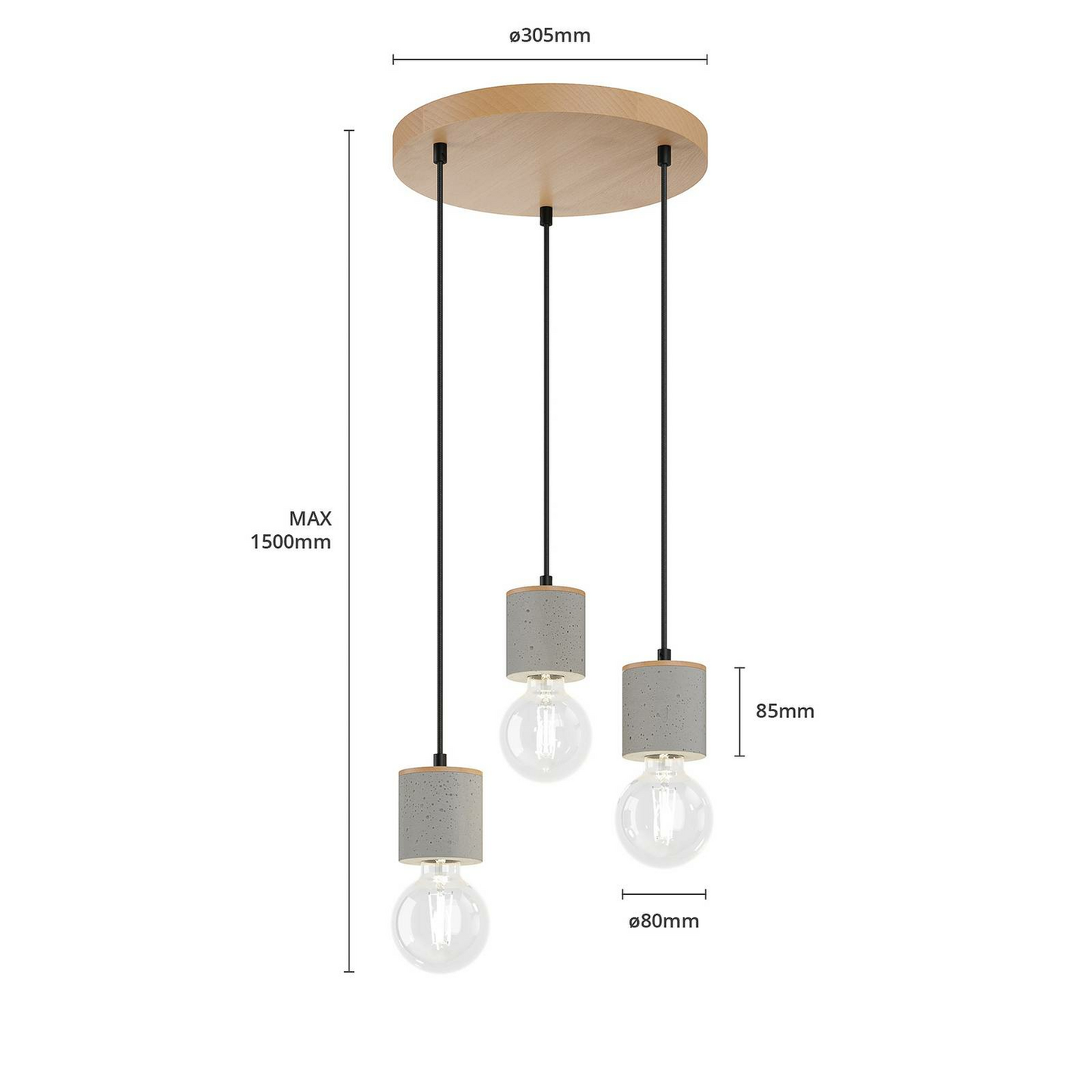 B-lager Envostar Jasper hengiljós loftlampi 3 perur hringlaga