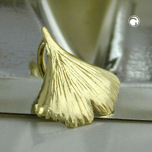Pendant 9mm ginkgo leaf shiny 9K GOLD