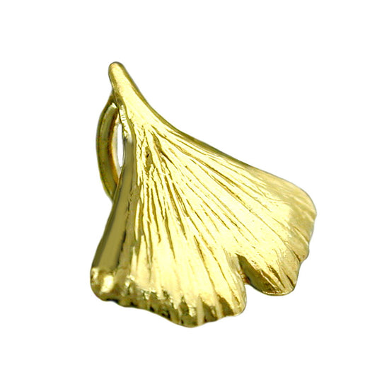 Pendant 9mm ginkgo leaf shiny 9K GOLD