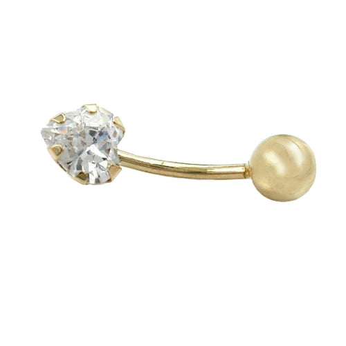 Naflapína Banani 20x6mm Banani Sirkon Hjarta 14Kt Gull