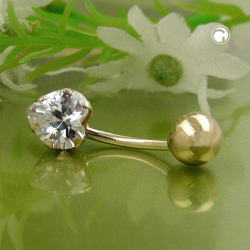 Naflapína Banani 20x6mm Banani Sirkon Hjarta 14Kt Gull