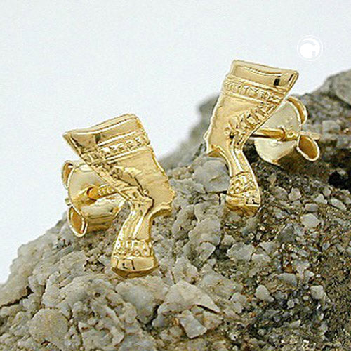 Eyrnalokkar 10x6mm Nefertiti glansandi 9Kt gull