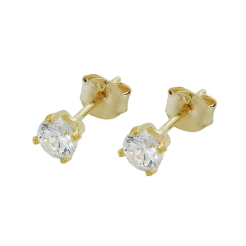 Eyrnalokkar með 4 mm sirkonsteinum úr 9 karata gulli