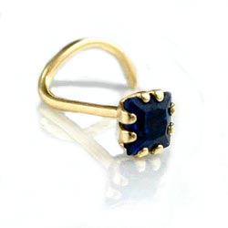Nasenstecker 3x3mm Spirale mit Zirkonia safir-blau 18Kt GOLD