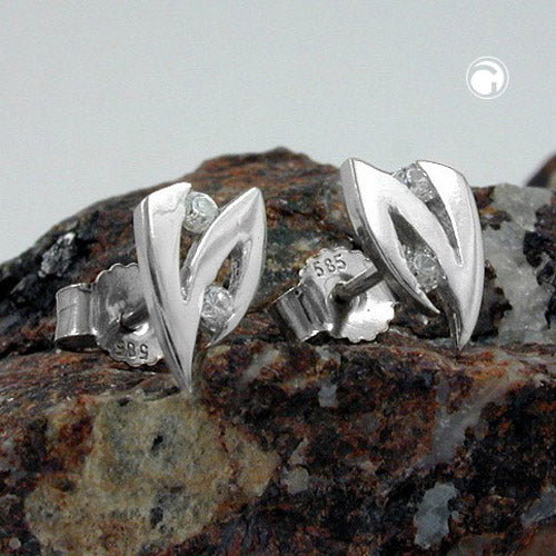 Eyrnalokkar 8x5mm sirkon 14K hvítt gull