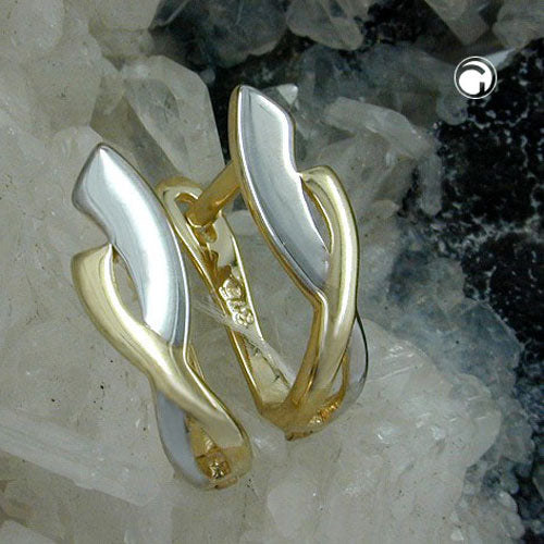 Creole earring 13x4mm folding hinge bicolor 9K GOLD