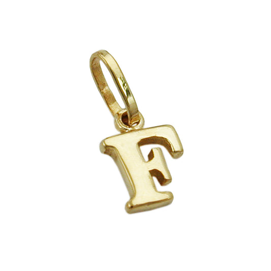 Pendant 8x5.5mm letter F shiny 9K GOLD