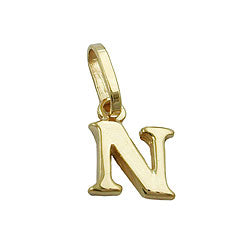 Pendant 8x6mm letter N shiny 9Kt GOLD