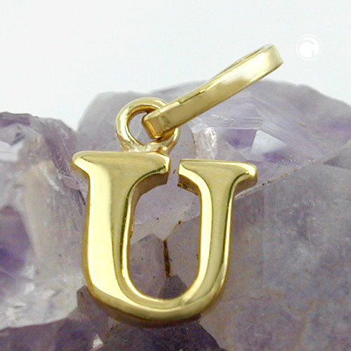 Pendant 8x6mm letter U shiny 9K GOLD