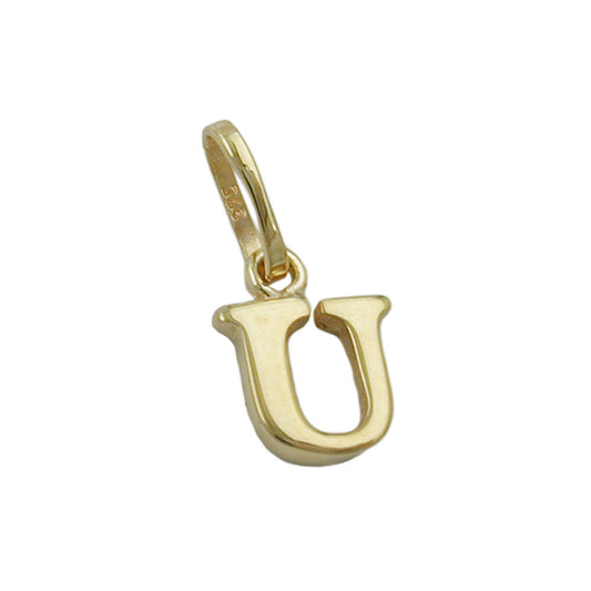 Pendant 8x6mm letter U shiny 9K GOLD